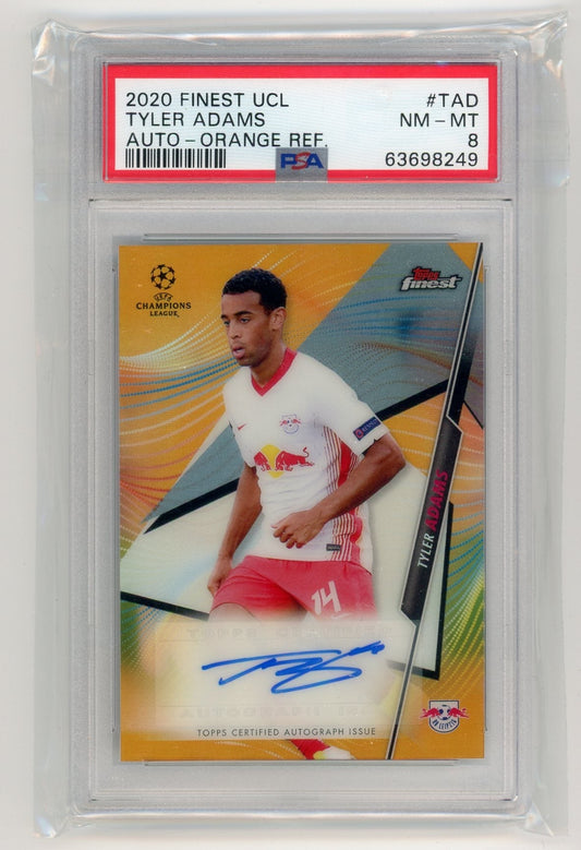Tyler Adams 2020 Topps Finest UEFA Champions League Autographs Orange PSA 8 #'d 05/25